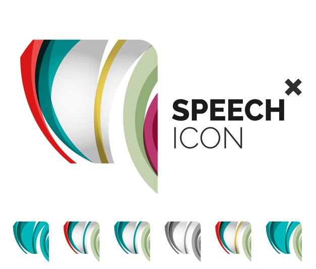 set of abstract speech bubble and cloud icons business logotype concepts clean modern geometric design