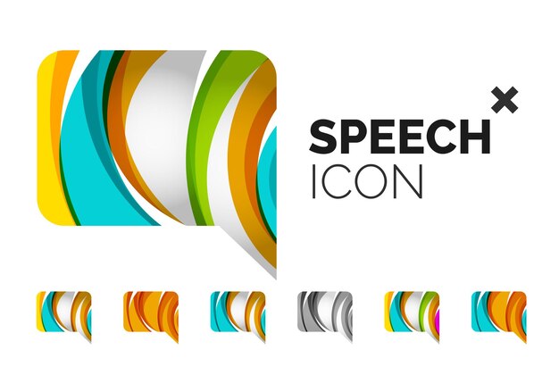 set of abstract speech bubble and cloud icons business logotype concepts clean modern geometric design