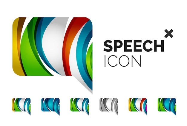 set of abstract speech bubble and cloud icons business logotype concepts clean modern geometric design