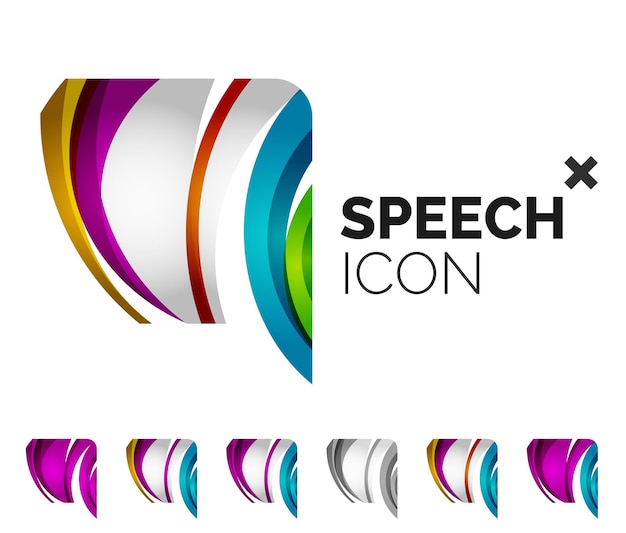set of abstract speech bubble and cloud icons business logotype concepts clean modern geometric design