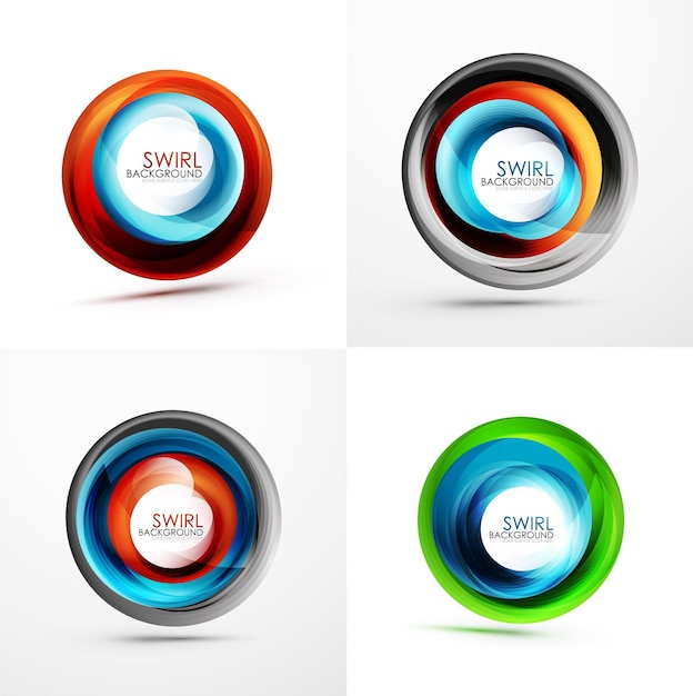 Set of abstract swirls Vector bright color round waves backgrounds with copyspace