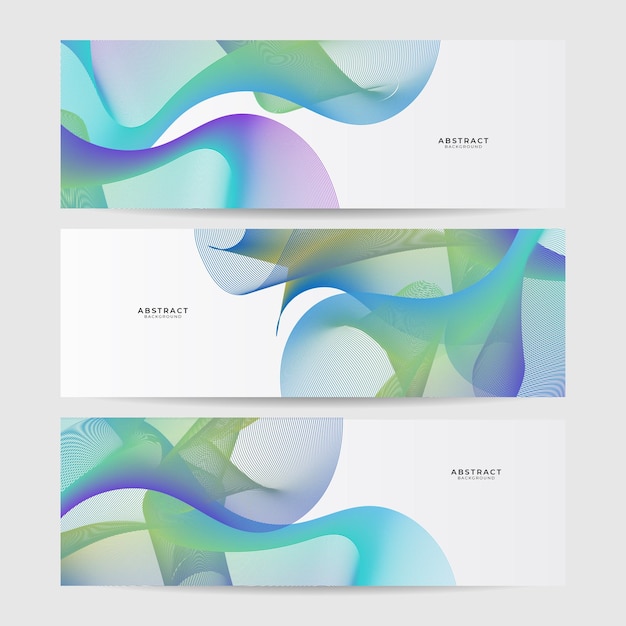 Set of abstract wave flowing banner background design Vector illustration Flowing particles wave dynamic motion stream digital technology curve lines