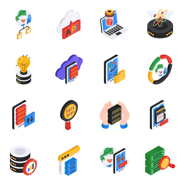 Set of Advertisement Flat Isometric Icons