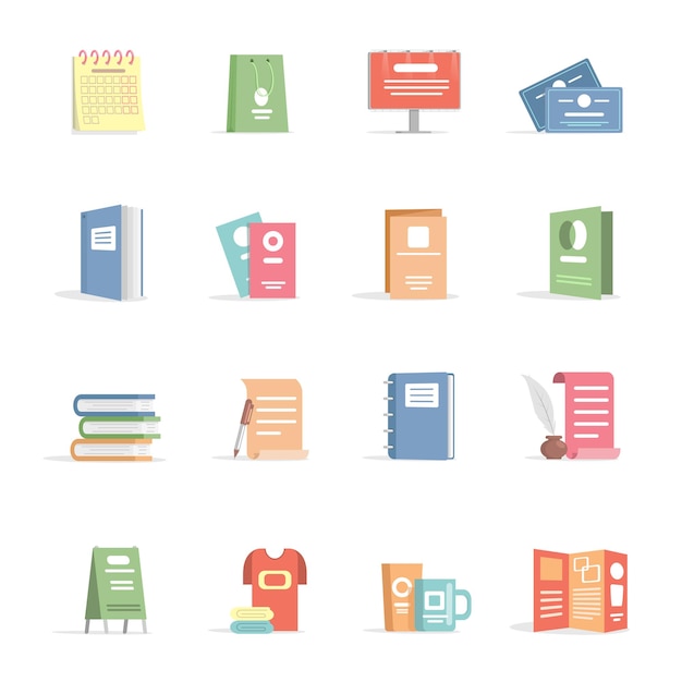 Set of advertising materials promotion company vector flat illustrations isolated