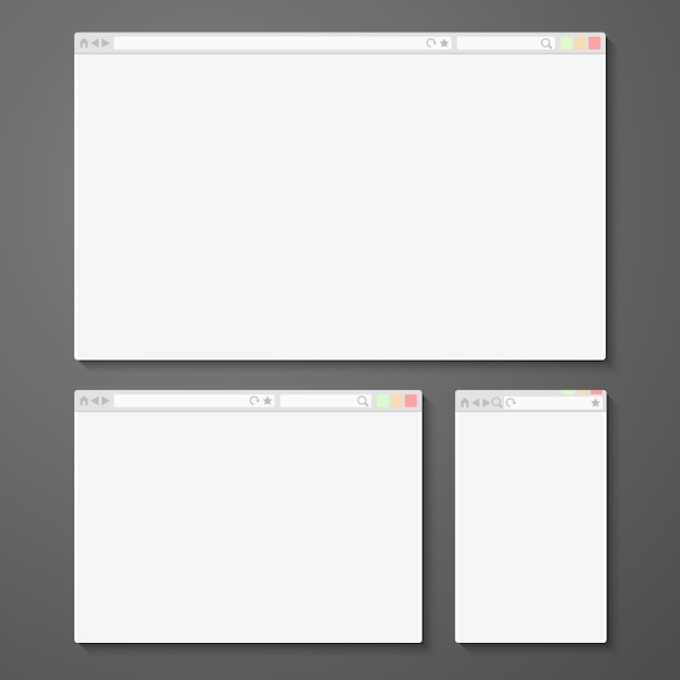 Set of all size browsers for site preview - computer, tablet, phone sizes.  