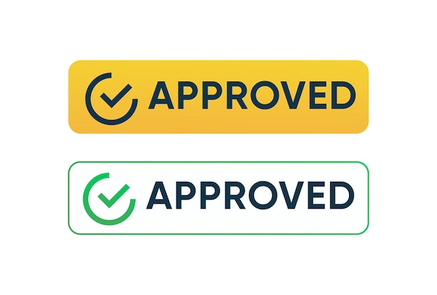 Set of Approved banner with check mark vector design
