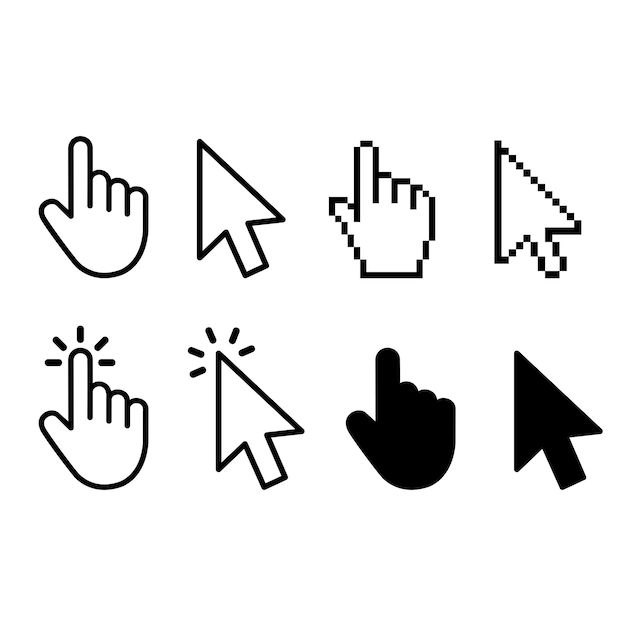 set of arrow and hand cursor