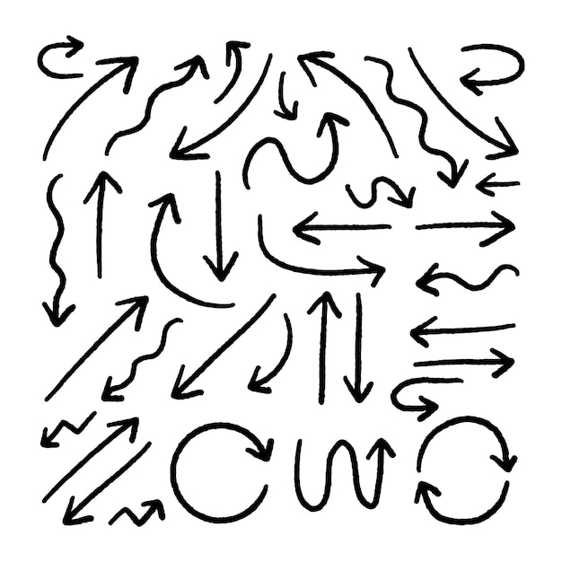 Set of arrow hand drawn vector