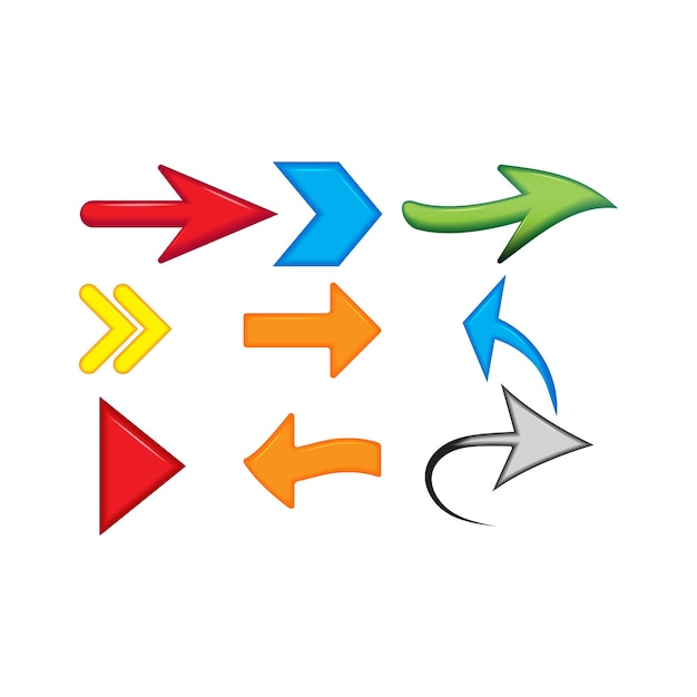 Set of arrow signs in different shapes vector.