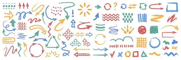 Set of arrows direction pointers shapes objects