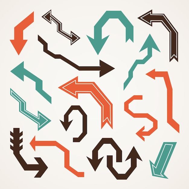 Set of arrows in retro style Vector illustration