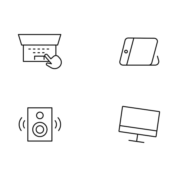 Set of artificial intelligence line icons Technology ai digital brain chip etc