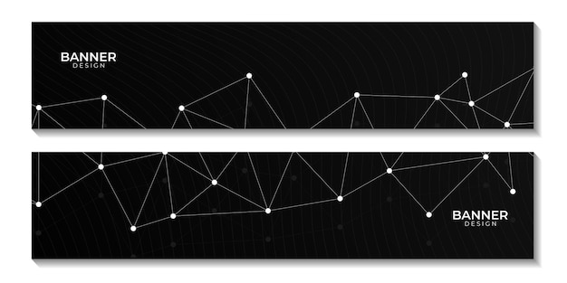 set of banners abstract dark background with lines and molecular