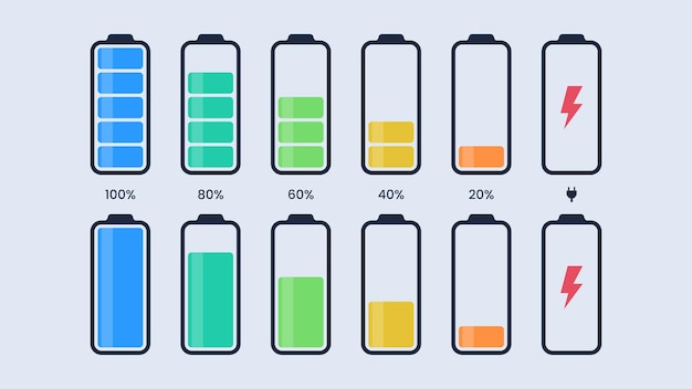 set of battery charge indicators