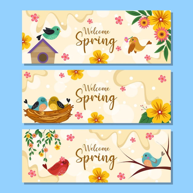 Set of Beautiful Spring Banner