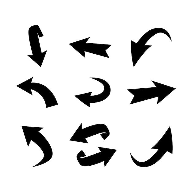 set of black arrows icon various direction on a white background