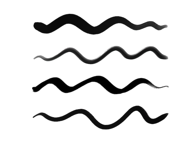 Set of black brush strokes. ink brush strokes