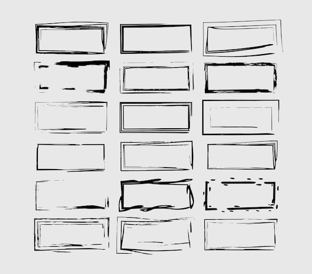 Set of black frames Empty borders Vector signs