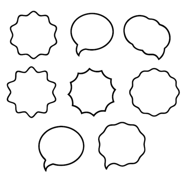 Set of Blank empty speech bubbles dialogue text vector illustration isolated white background