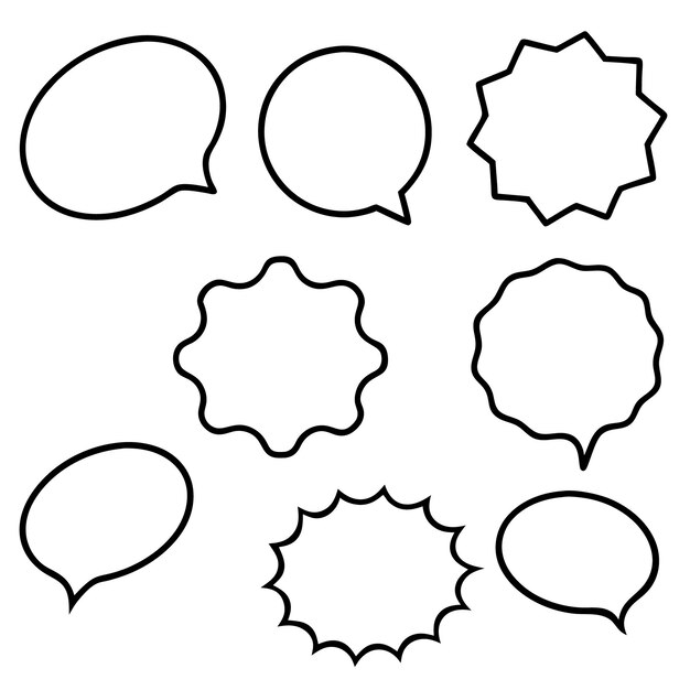 Set of Blank empty speech bubbles dialogue text vector illustration isolated white background