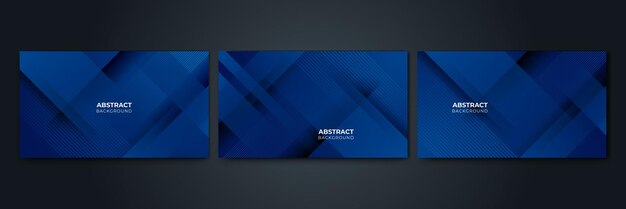 Set of blue background with lines dots geometric style