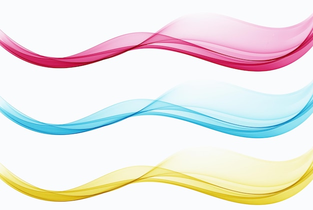 Set of blue red green flow waves abstract design element