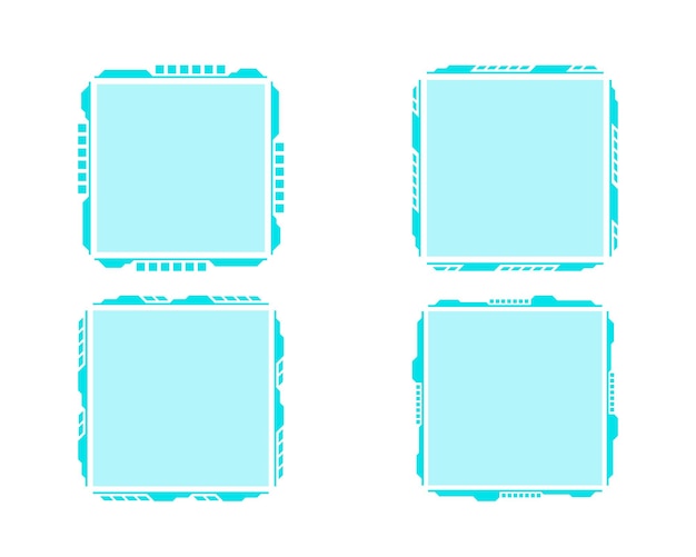 Set of blue square frames for photo or text Vector illustration