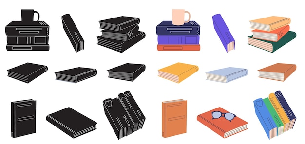 Set of books silhouette isolated vector