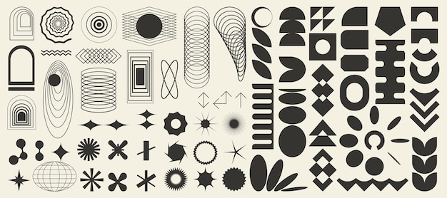 Set of brutalist abstract geometric elements brutal contemporary figure swiss design bauhaus