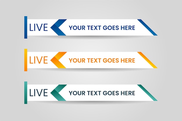 Set of bundle lower third vector design banner with yellow blue and green shape strip color