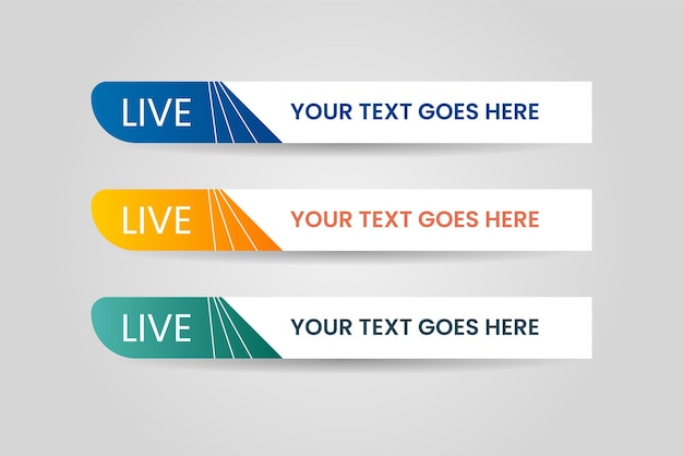 Set of bundle lower third vector design banner with yellow blue and green shape strip color