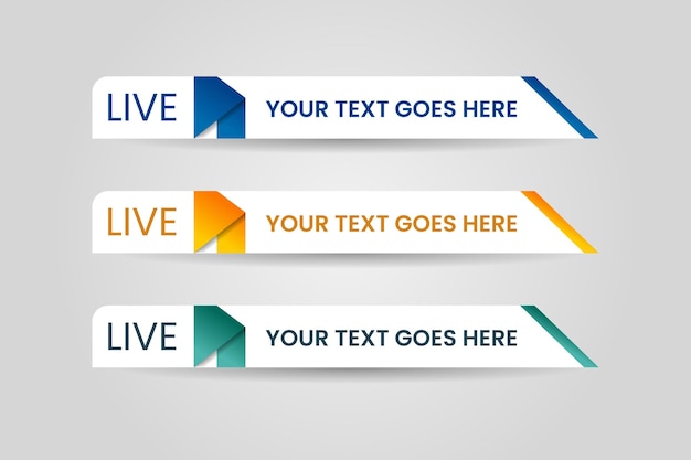 Set of bundle lower third vector design banner with yellow blue and green shape strip color