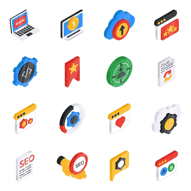 Set of Business Flat Isometric Icons