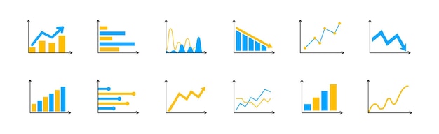 Set of business graph and charts icons Business data charts