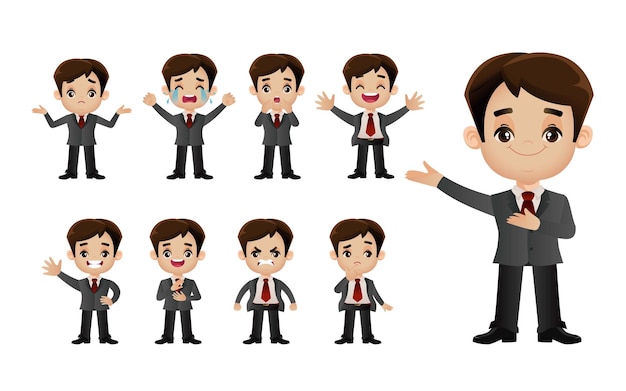 Set of business people with different emotion