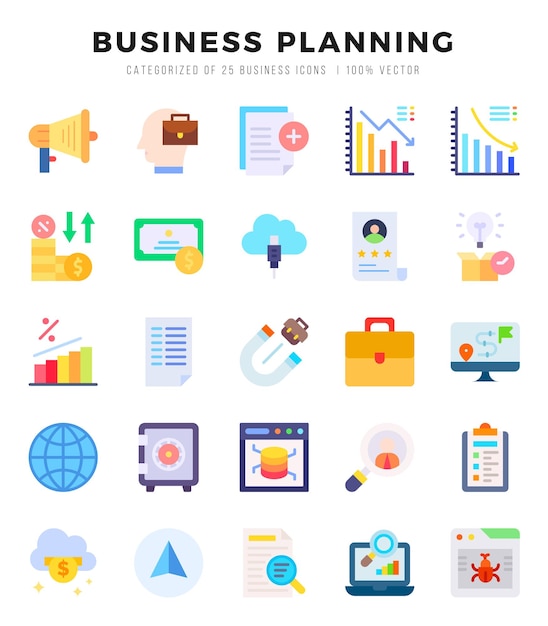 set of business planning icons simple line art style icons packfor website and mobile site and apps