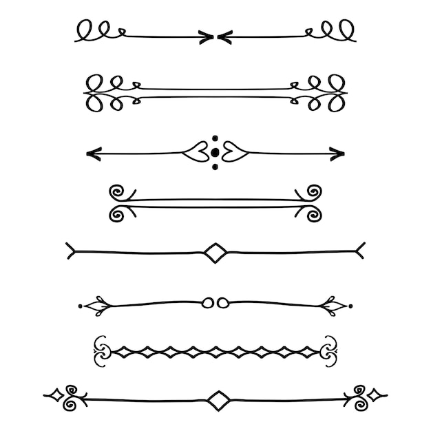 set of calligraphic design elements and page decor dividers isolated on white background vector