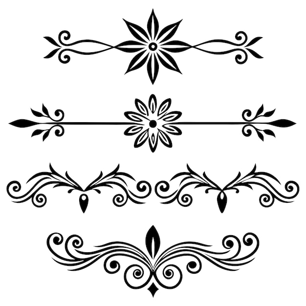 set of calligraphic ornamental divider collection simple and minimal design