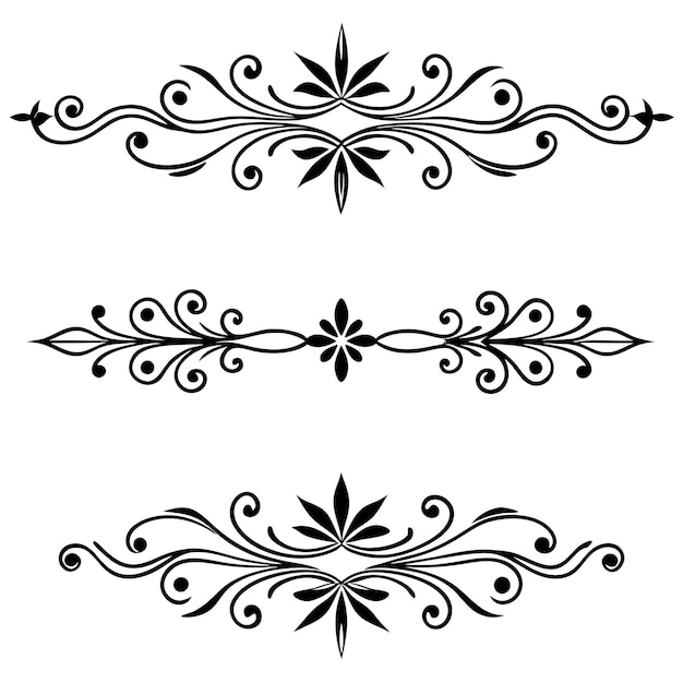 set of calligraphic ornamental divider collection simple and minimal design