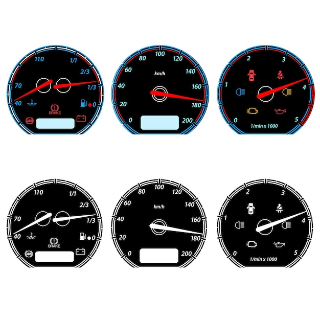 Set of car speedometers for racing design vector illustration