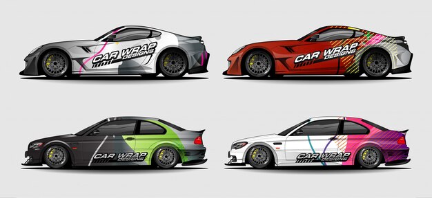 Set of Car wrap graphic,colorful abstract background for car wrap and vinyl sticker - Vector Eps10
