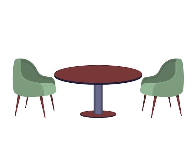 Set of chairs and table for restaurants and cafes simple interior, objects for eating