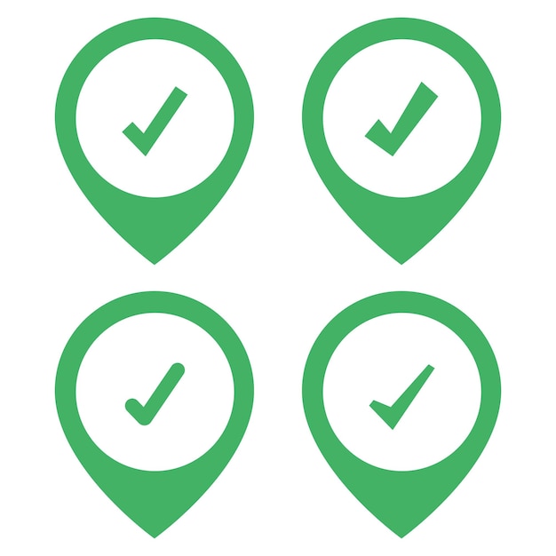 Set Of Check Mark Location Pins