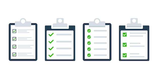 Set of checklist vector icons Clipboard icon on white background Vector 10 Eps