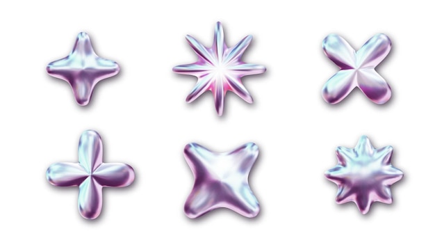 Set of chrome elements for design in Y2K style