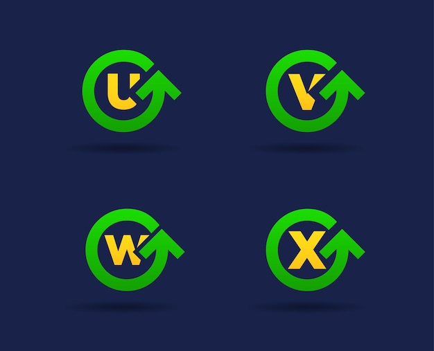 set of circle arrow logo icon design with letter template element in vector