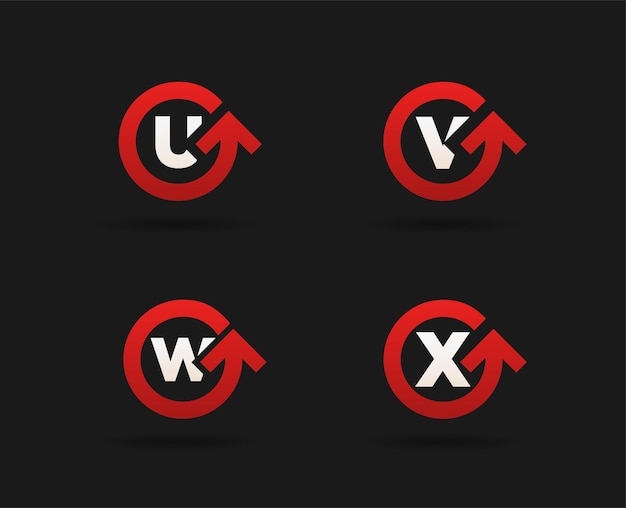 set of circle arrow logo icon design with letter template element in vector
