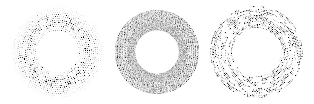 Set of circle halftone dotted backgrounds