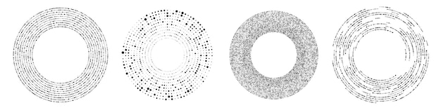 Set of circle halftone dotted backgrounds