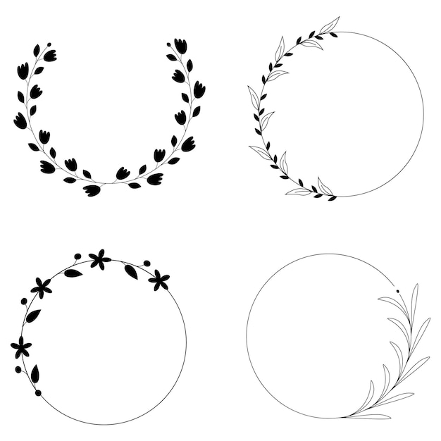 Set of circular frames in vector. Round frames isolated on a white background.